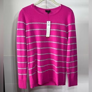 TALBOTS Pink Grey Striped Sweater